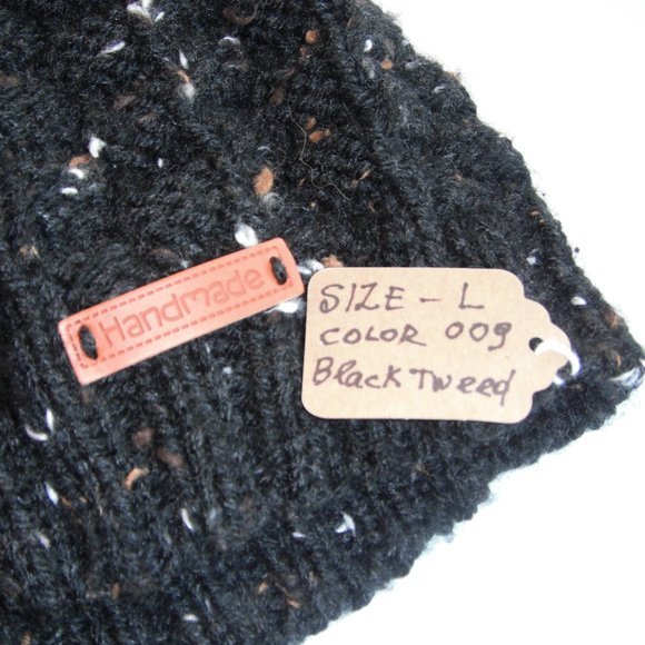 Hand Knitted Hat Toque Size - L-M Acrylic Black Tweed - 009 Hand knit by me - Picture 12 of 12